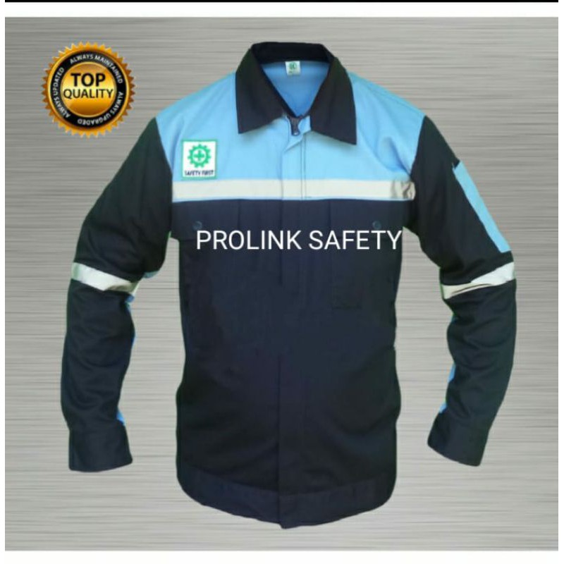 BAJU RESLETING SAFETY BIRU MUDA DONGKER FREE LOGO