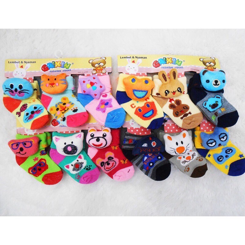 Kaos Kaki Bayi Boneka 3D GAIXIN 1PACK (3 PASANG) kaoskaki Bayi Boneka Gaixin(Bayi Umur 0-1 Tahun)