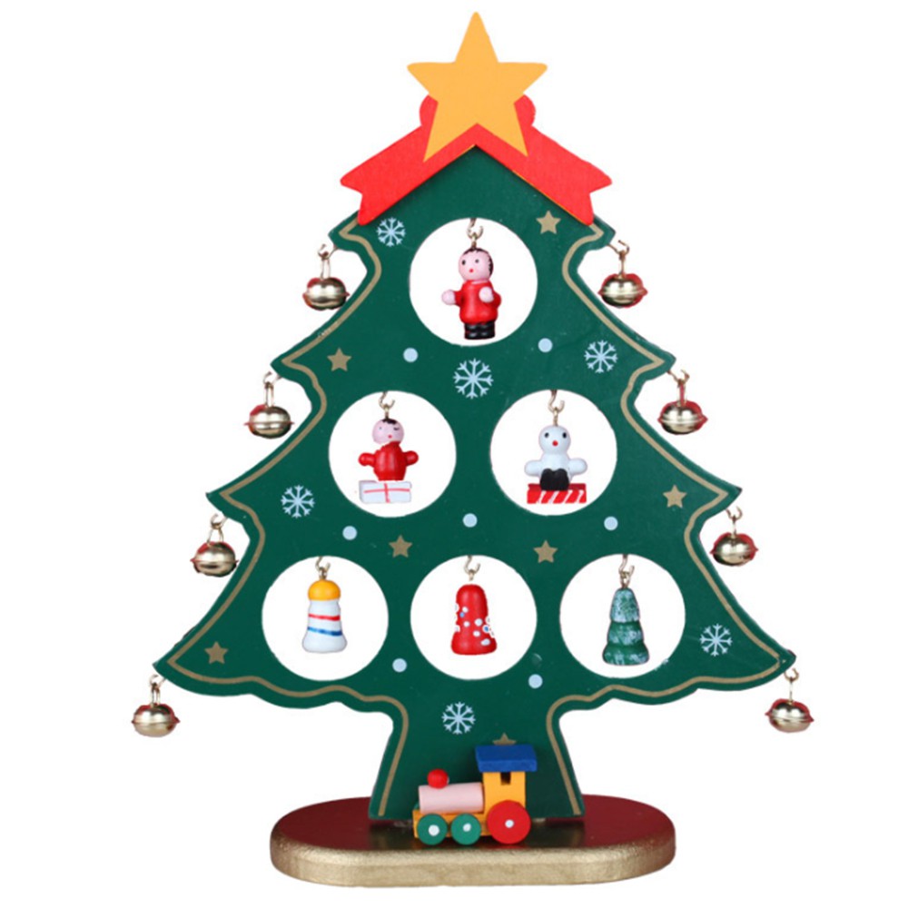 Creative Diy Wooden Christmas Tree Decoration Christmas Gift Ornament Xmas Tree Table Desk Decoration Green Shopee Indonesia