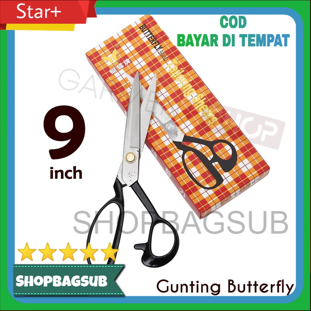 

Gunting Potong Bahan Kain Butterfly 9 Inch / Tailor Scissors