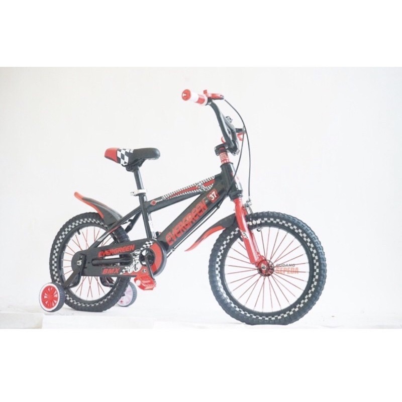 Sepeda mini BMX 16 anak Evergreen Logan inch murah Termurah SNI Garansi Frame 5 tahun kredit cicilan-Hitam