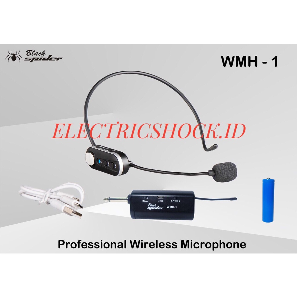 MIC WIRELESS BLACKSPIDER WMH1 BANDO MIC HEADSET BLACK SPIDER WMH 1