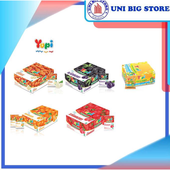 

Open DS] Yupi Permen Bolicious Jelly Gummy Candy Lychee - Blackberry 120 gr BOX