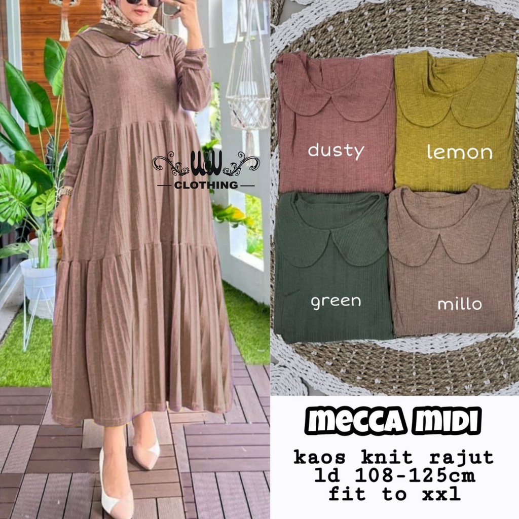 Baju Gamis Midi Pesta Big Size Muslim Polos Wanita Harian Tebal Lembut Kekinian Terbaru 2022 Kaos Kn