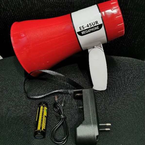 Megaphone toa pengeras suara EALSEM ES-45UR rekam suara,music,sirine, USB,cardmemory baterai 3.7volt