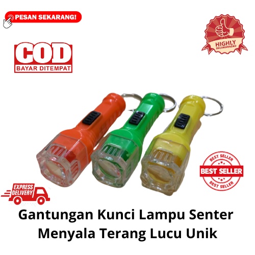 [BISA COD] Gantungan Kunci Lampu Senter Menyala Terang Lucu Unik Keychain Ganci Lampu Souvenir Murah