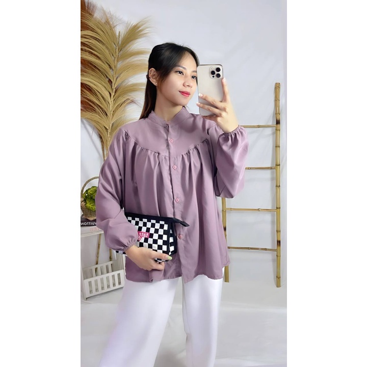 Tq88indonesia Fashion Baju Atasan Wanita Terbaru / Eclemic Top Hea Casual Style / Blus Lengan Panjang / Busana Santai Cewek / Ootd Kekinian / Outfit Kekinian / Ootd