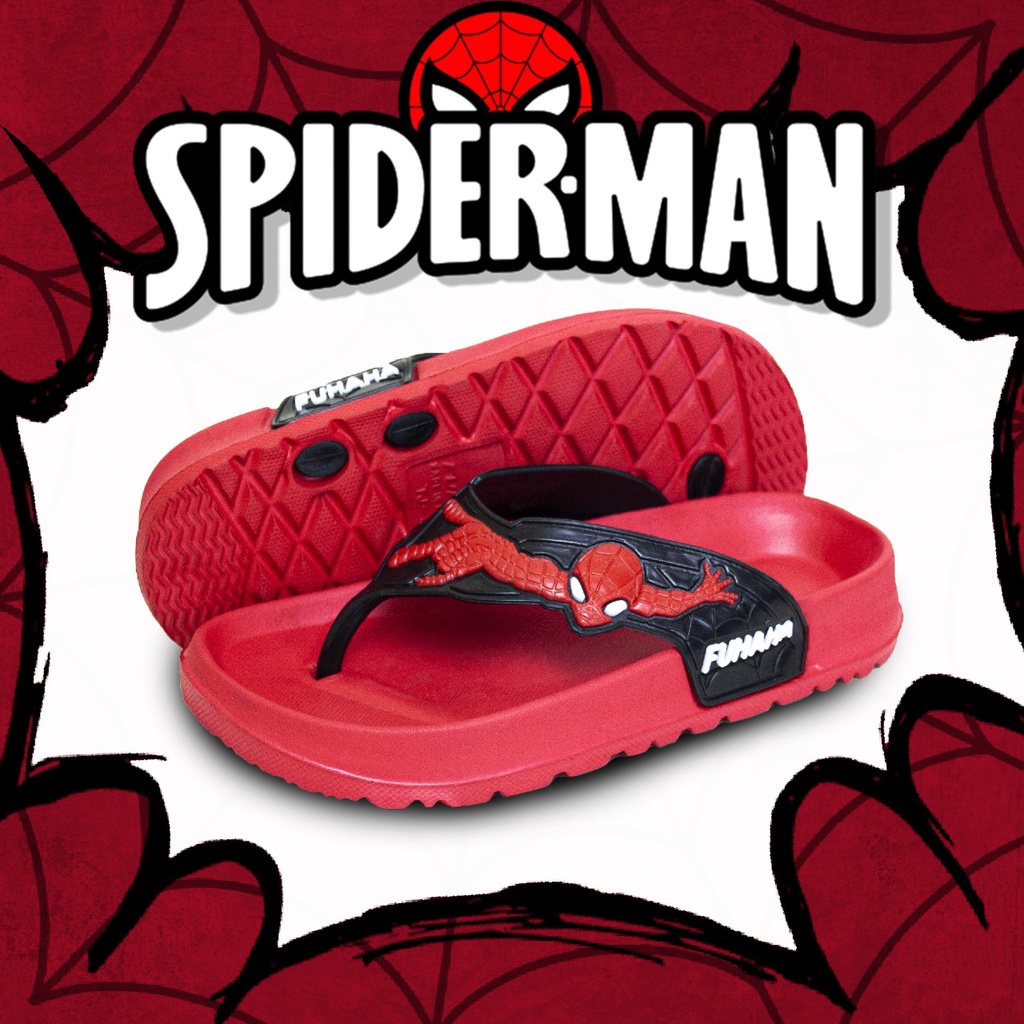 Sandal Anak Cowok Import / Sandal Anak Laki Laki Marvel Spiderman (24/35) / Sandal Karet Anak