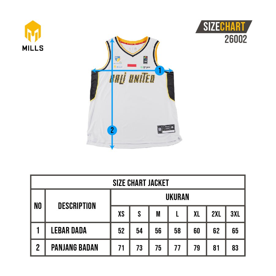 MILLS Bali United Basketball Away Jersey 26002BU White Original