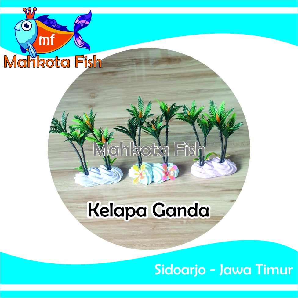 Hiasan Aquarium KELAPA GANDA Bagus | Bunga Plastik Aquarium | Bunga Hiasan Aquarium | Tanaman Hias Aquarium