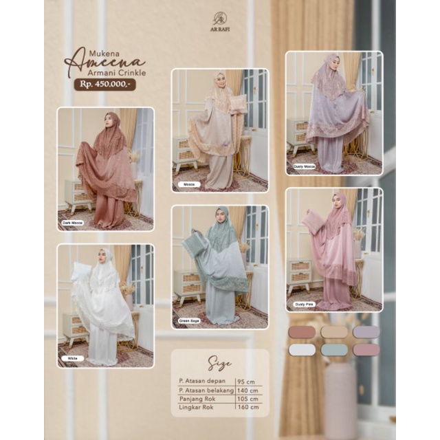 Arrafi Mukena  Ameena | Rukuh Potongan Renda Original Arrafi