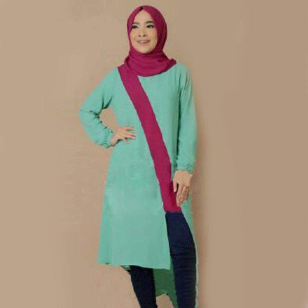 [Dress Kansa varian warna SW] dress wanita wolly crepe HITAM/MAGENTA/MERAH/TOSCA