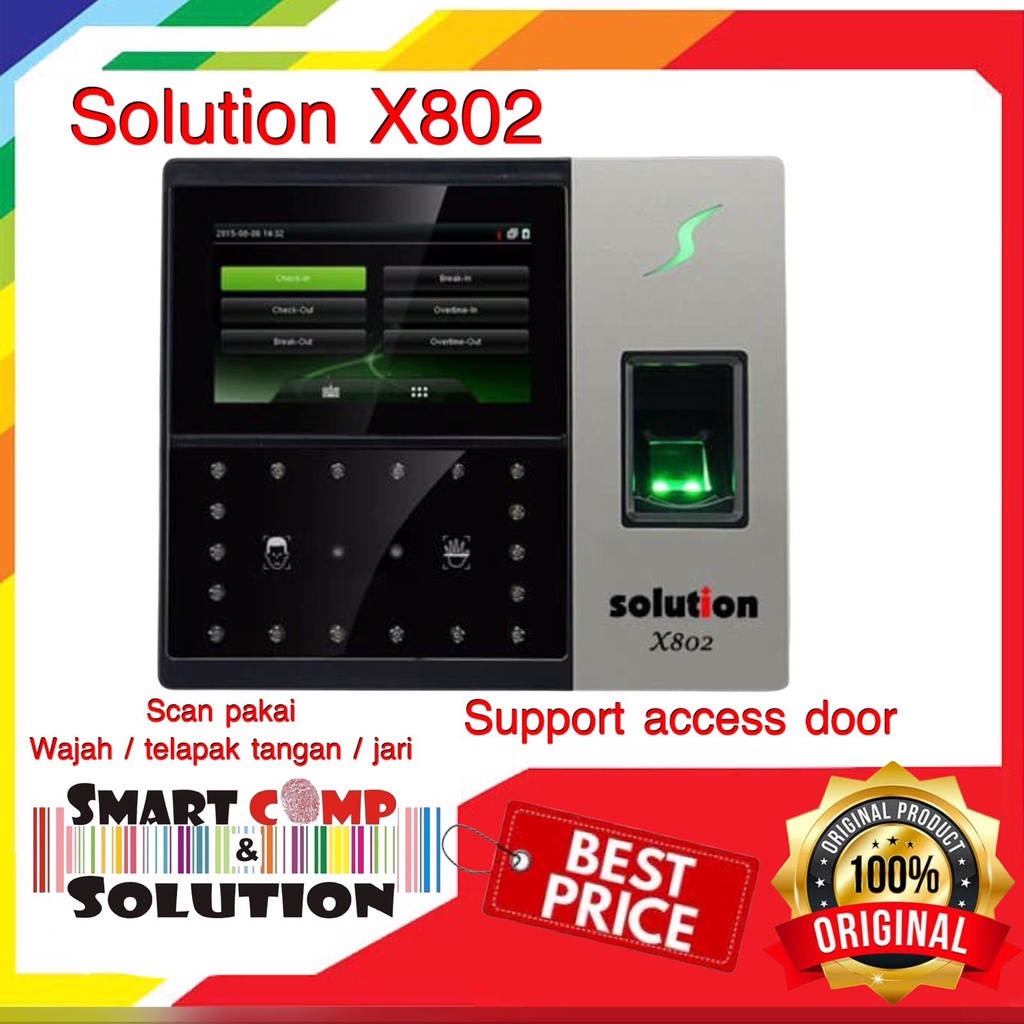 Mesin Absensi Sidik Jari Wajah Solution X802 Wireless - Fingerprint