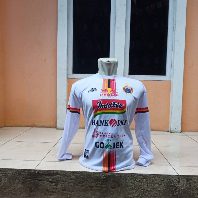 Jersey kaos baju bola persija away putih lengan panjang liga 1