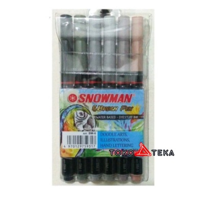 COD Snowman Brush Pen Set 6 Warna Colors / Spidol Kuas Murah Berkualitas