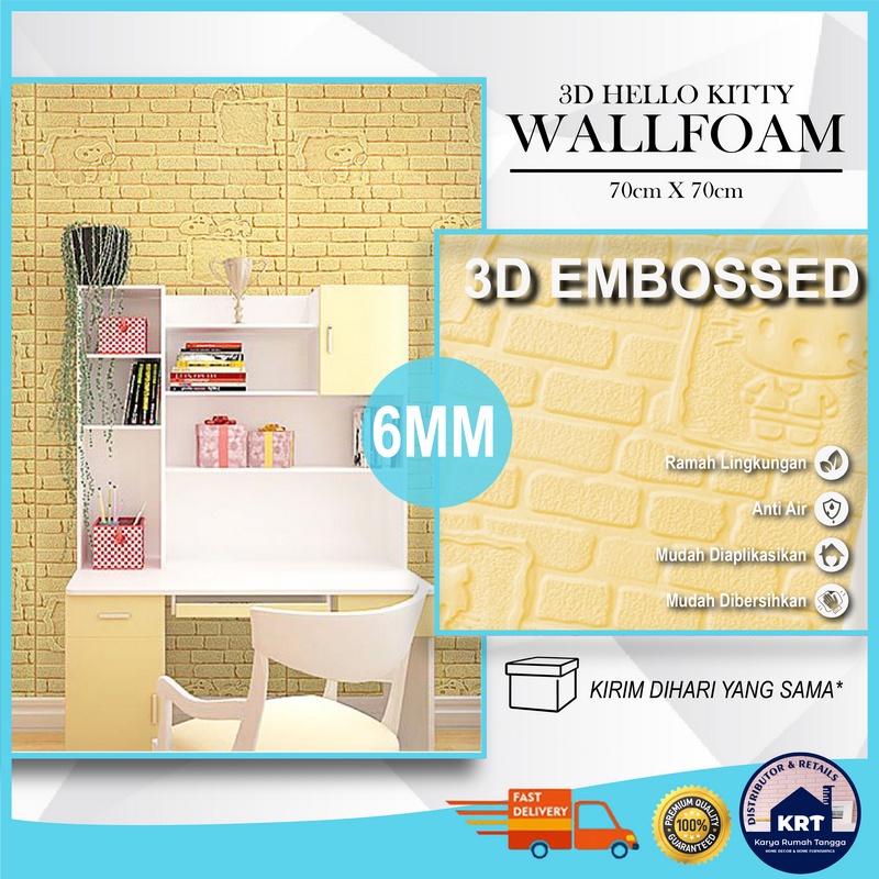 MOTIF HELLO KITTY Wallpaper Dinding Foam 3D Motif Karakter Kantun Wall Sticker Dinding Rumah Plafon