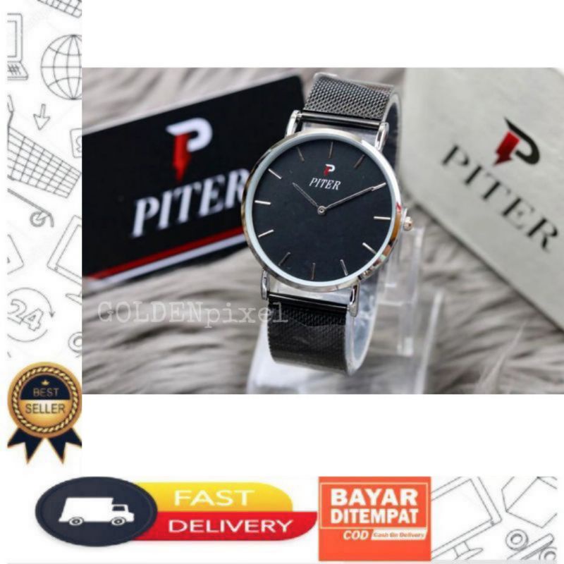 NEW PRODUCT PITER ORIGINAL JAM TANGAN PRIA FASHION STAINLESS STEEL GOLDENpixel
