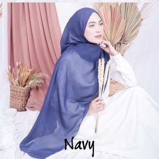 Bella Pashmina New  Fashion Muslim Pashmina Bella Double Hycon-Navy