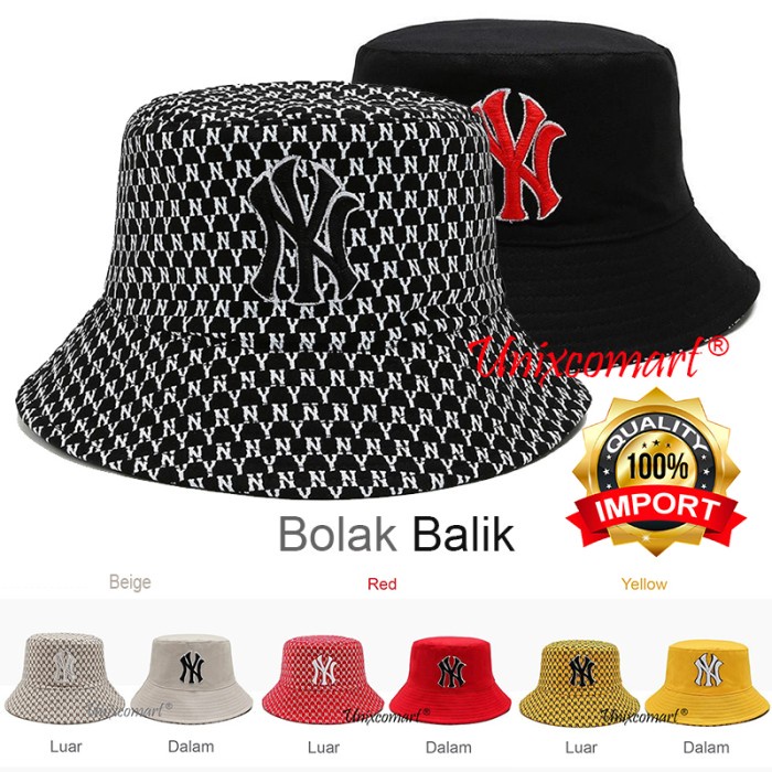 topi Bucket NY CHARLIE Hat Pria Wanita New York Pancing Gunung - Navy N0I7 topi trucker topi cewek k