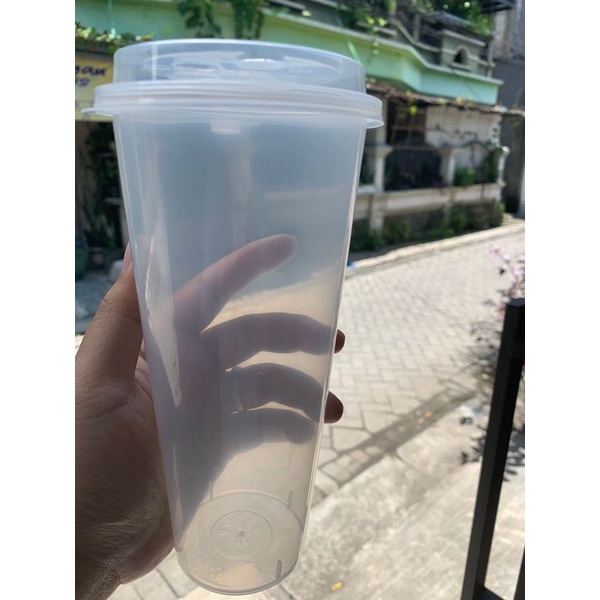 GELAS CUP (25) 700ML PLASTIK PP Inject 24OZ TUTUP BENING 12OZ 14OZ ECO FRIENDLY GELAS MINUM KEMASAN