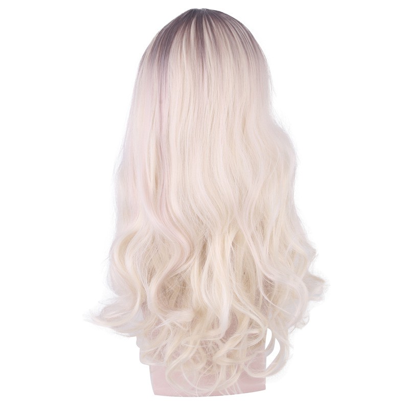 WDA-04 wig daily lolita rambut palsu panjang belah tengah gradasi blonde