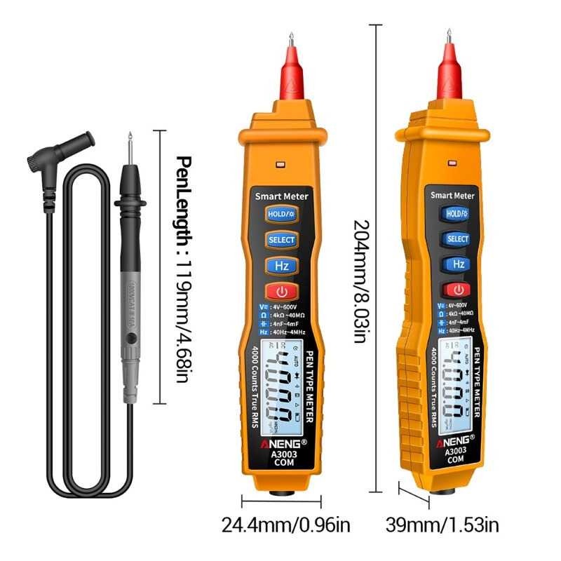 Tespen Digital Multimeter Voltage Current Resistance Tester Pen LCD