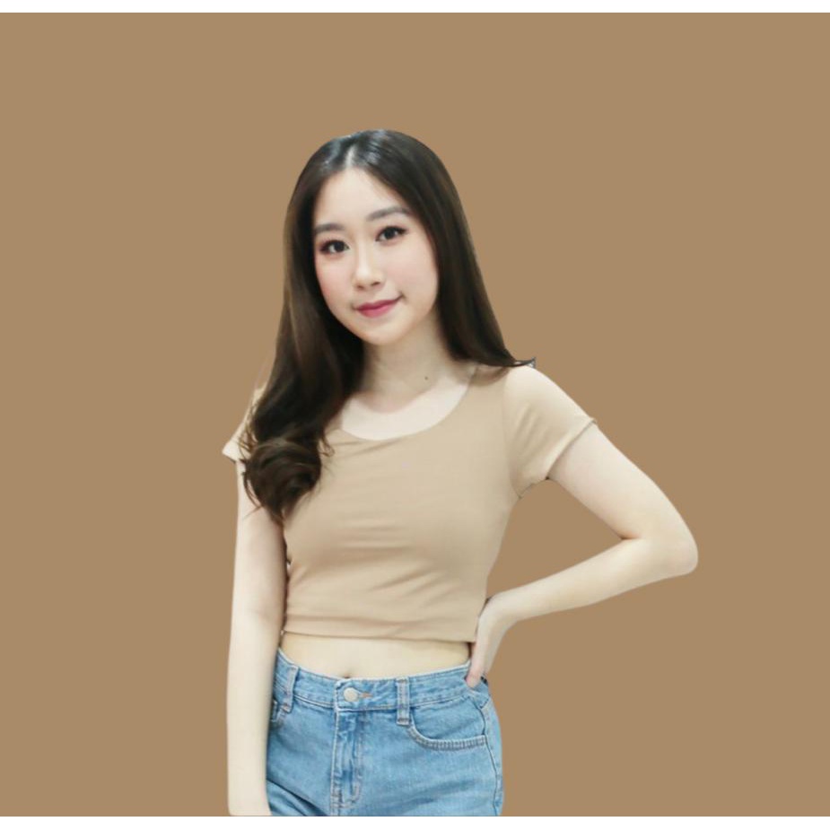 (COD) OH Fashion Kaos Olivia Low Neck Crop Top #2462