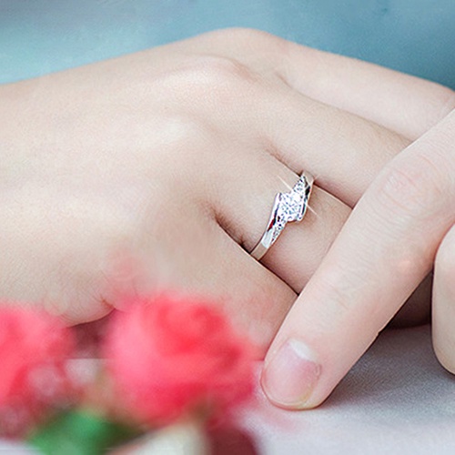 Hu Hu Hu Hu Hu Alat Bantu Pasang Kacamata♡ Cincin Lapis Silver Dengan Batu Zircon Inlaid Untuk Wanita / Tunangan / Pernikahan