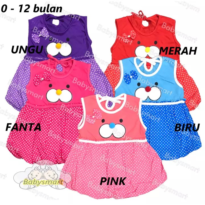 Babysmart - PLANET KIDS Dress Ballon DOGGY Baju bayi perempuan usia 0-12 bulan/Pakaian anak cewek