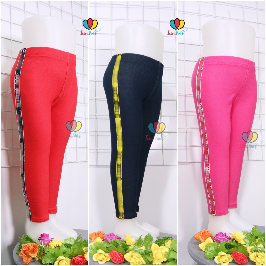 Jegging LIST Uk. 3-4 Tahun / Legging Jeans Stripe Anak Celana Panjang Polos Leging Denim Import