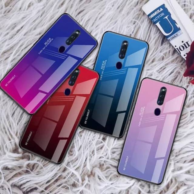 Case Oppo F11 Pro Casing Oppo F11 Pro Gradient Glass Hard Case Oppo
