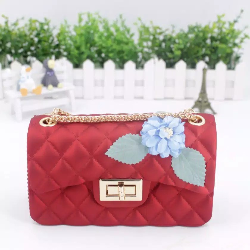 #DS013 RESTOCK Jelly Bag Motif Bunga Super Premium / Tas Jelly Mini Wanita / Slingbag / Tas Selempan