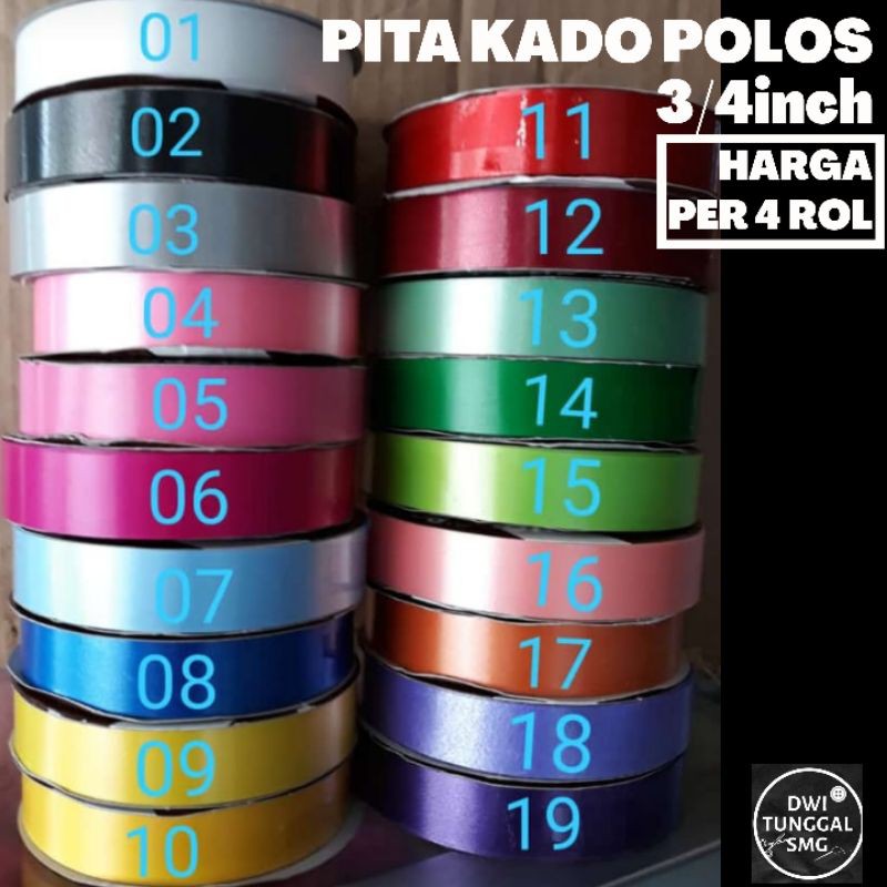 

PITA KADO POLOS (PER 4 ROL BISA MIX WARNA) 3/4INCH