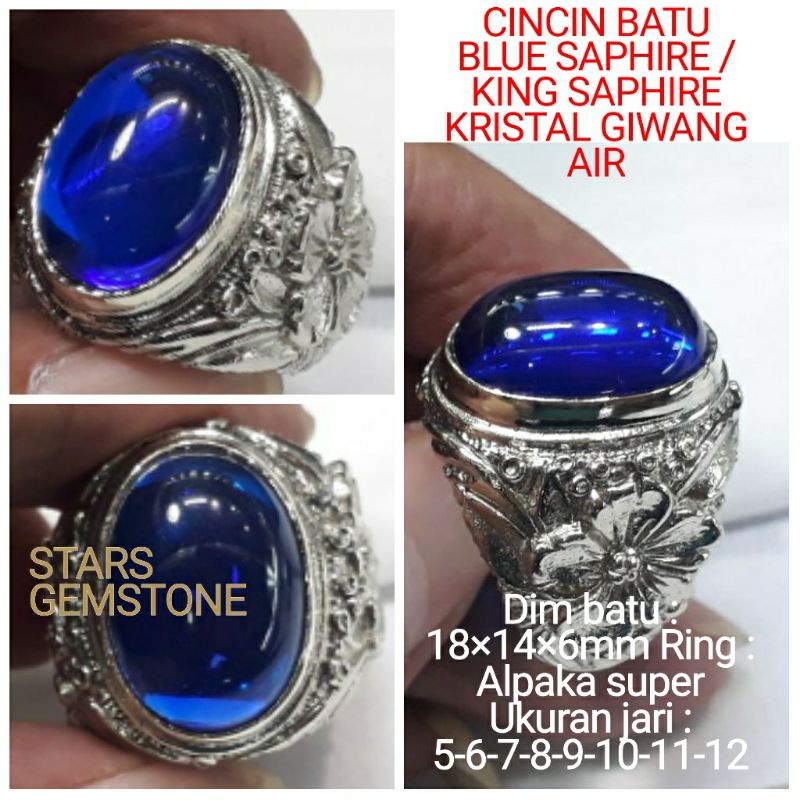 CINCIN BATU PERMATA BLUE SAPHIRE /KING SAPHIRE KRISTAL