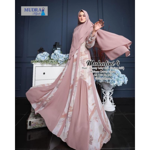 Mahalini 4 Setelan Syari Wanita Motif Fashion Muslim Set Gamis Syar'i
