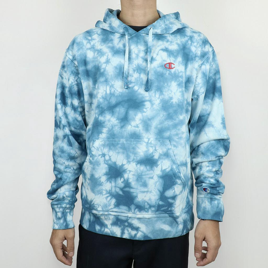 Hoodie Tie Dye Pria by Champion Blue