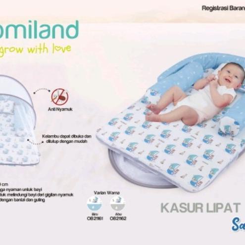 Omiland Kasur Bayi Lipat Oval Bumper + Kelambu Print Chevron Obk5202