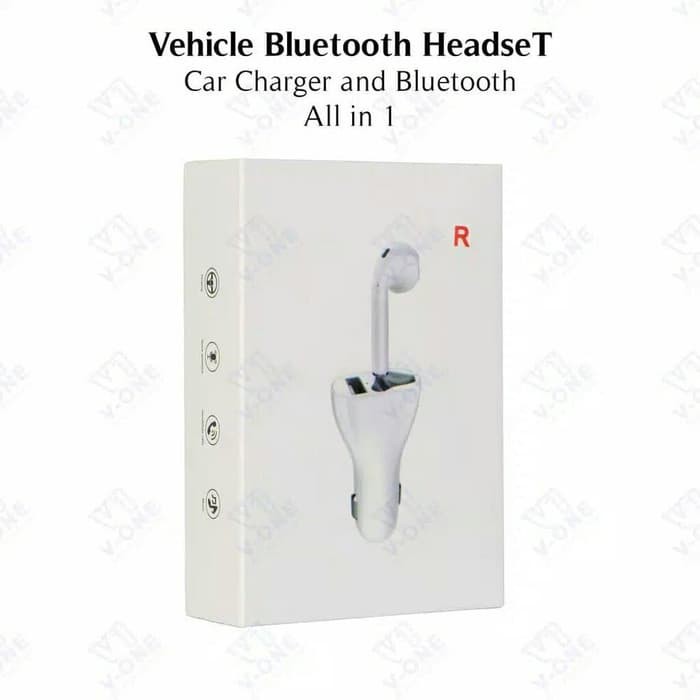 Car Charger Headset Earphone Bluetooth Wireless 2in1 Vehicle