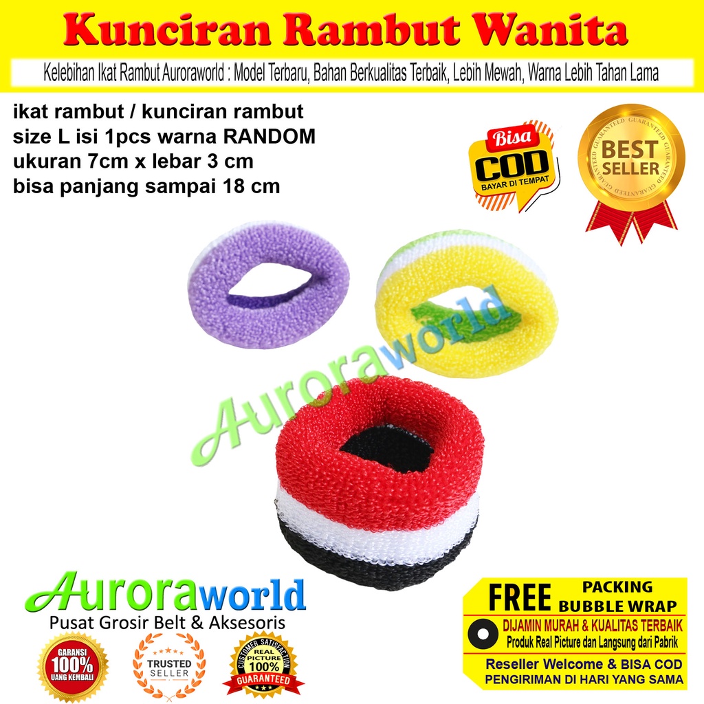 AURORAWORLD 6 PCS IKAT RAMBUT / KUNCIRAN RAMBUT WARNA CAMPUR  KUALITAS SUPER BAHAN LEMBUT