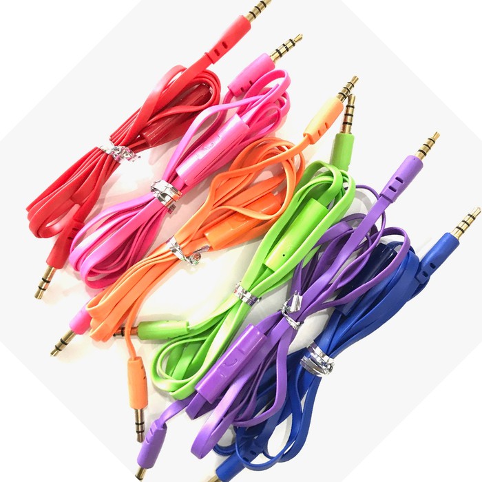 Kabel aux 1.2meter Tali GEPENG Jack 3.5MM Kabel Audio Cable Plus MIC