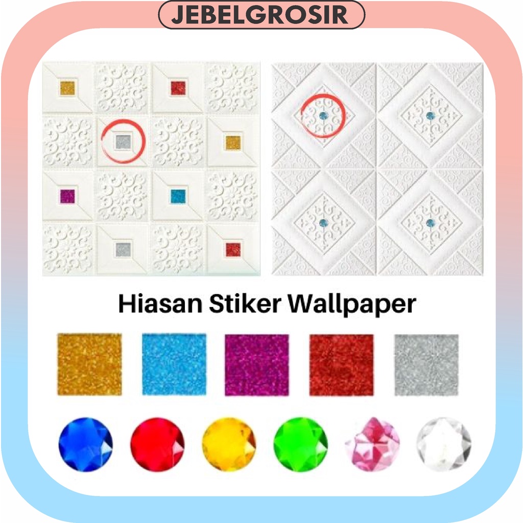 Hiasan Wallpaper Dinding Aksesoris Dekorasi wallpaper sticker motif Glitter dan Permata 520