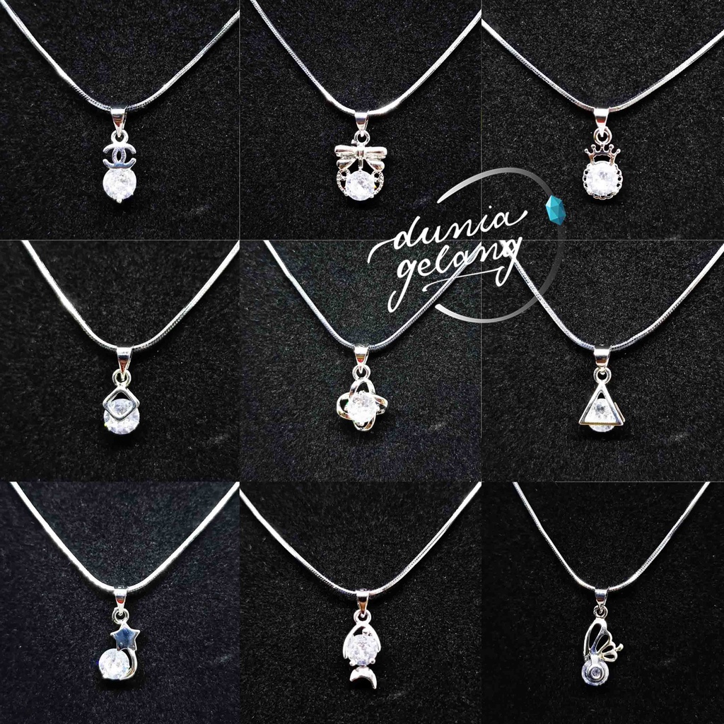 KALUNG TITANIUM PERMATA MOTIF SILVER ANTI KARAT ANTI LUNTUR / KALUNG PRIA WANITA ANAK / AKSESORIS / DUNIA GELANG