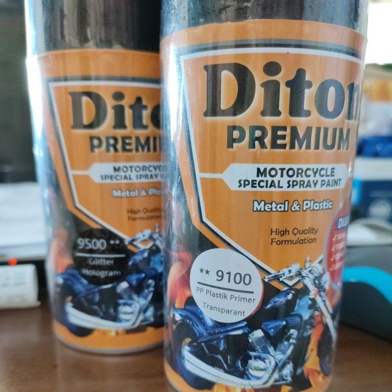 cat semprot pilok diton premium 9100 pp plastik primer, 9500 glitter hologram 300ml