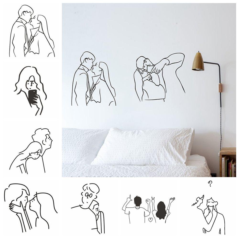 Solighter Couple Potrait Stiker Kreatif Kamar Mandi Wallpaper Dekorasi Rumah Wall Art