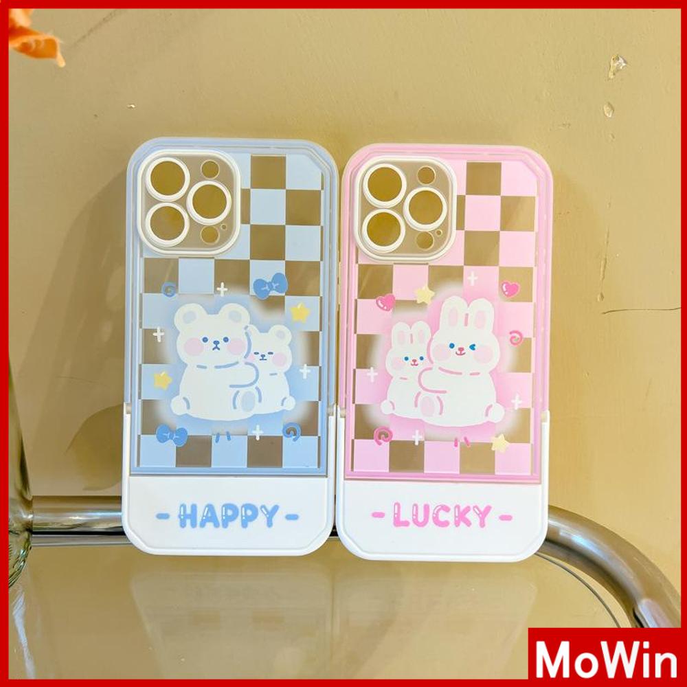 iPhone Case Acrylic Invisible Folding Stand Silicone Soft Case Shockproof Camera Cover Rabbit Cute Cartoon Compatible For iPhone 11 Pro Max 13 Pro Max 12 Pro Max 7Plus xr XS Max