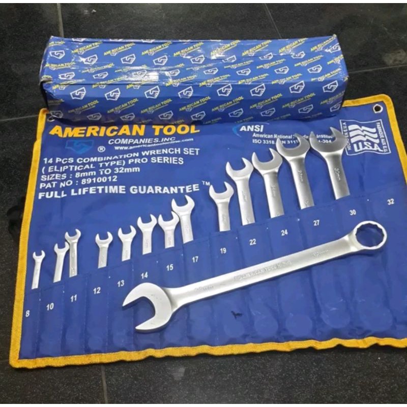 kunci ring pas set 14 pcs 8 mm - 32 mm AMERICAN TOOLS