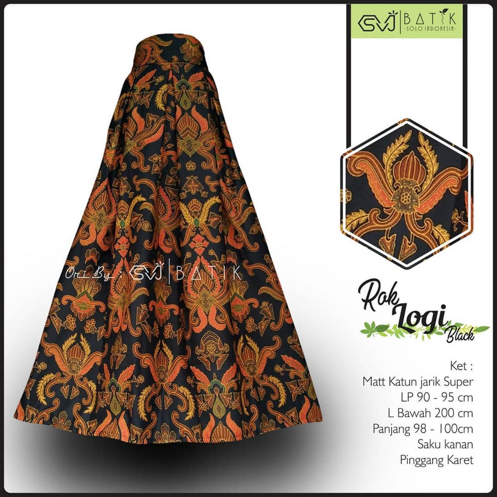 Rok Batik original Pekalongan garansi harga termurah Rok Batik Modern klok Bawahan Batik Ori By SVJ-rok Logi black