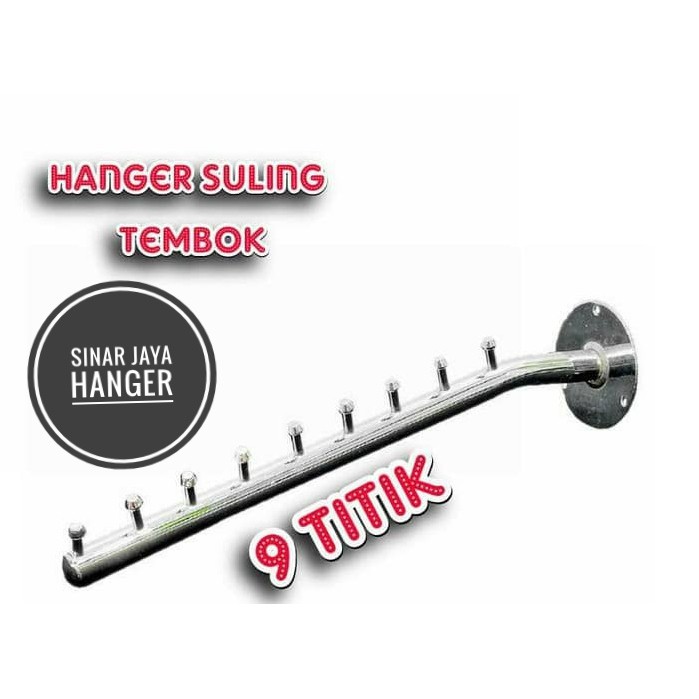 Hanger Suling Tembok 9 titik Gantungan baju DIsplay toko