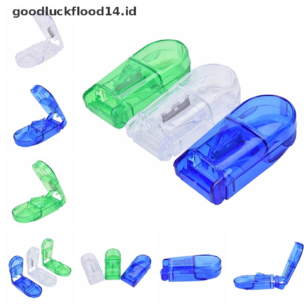 [OOID] Fashion Pill Cutter Splitter Half Storage Compartment Box Medicine Tablet Holder ID