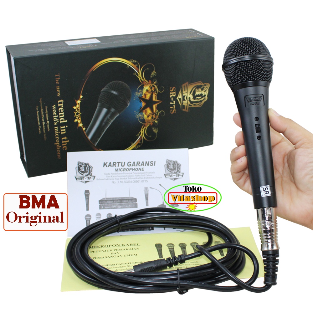 Microphone Kabel BMA SR-77S Mic Vocal Bass Original / Mikrofon Karaoke